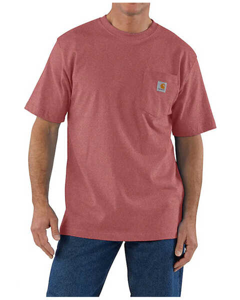 Carhartt Men's Loose Fit Heavyweight Short Sleeve Pocket T-Shirt , Maroon, hi-res