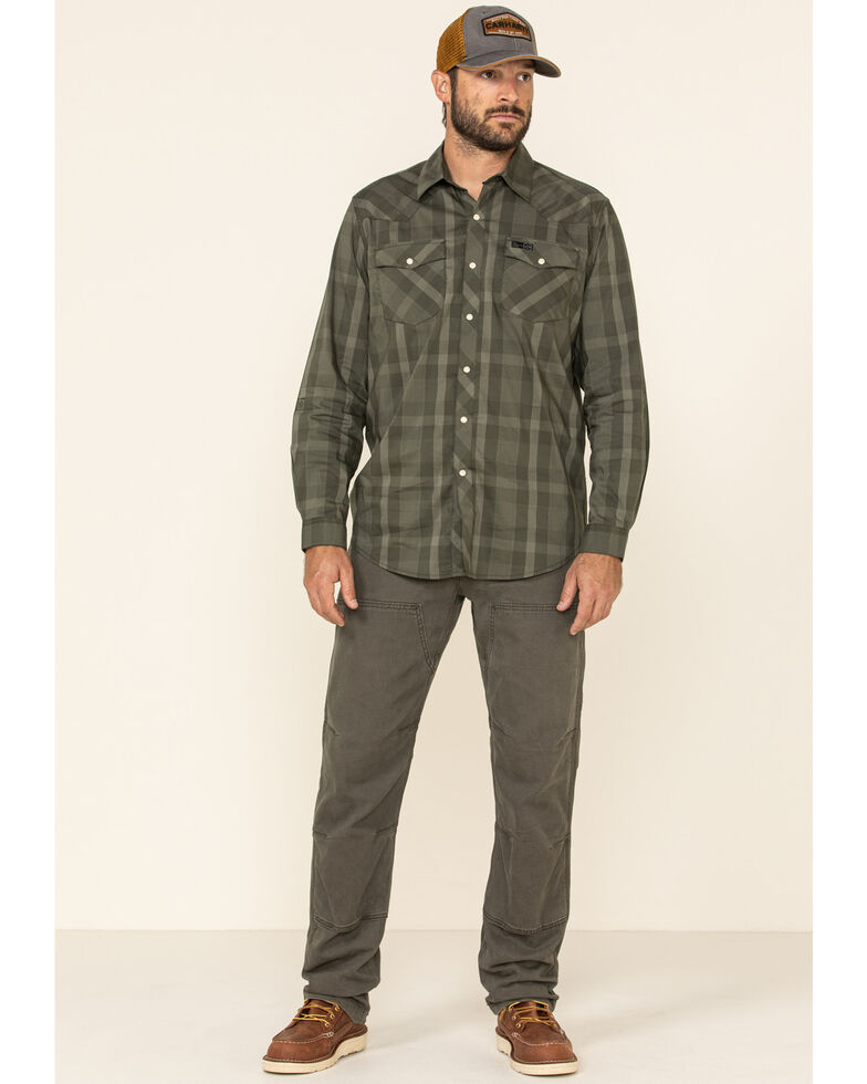 ATG By Wrangler Men's Forest Green Plaid Utility Long Sleeve Western Shirt , Green, hi-res