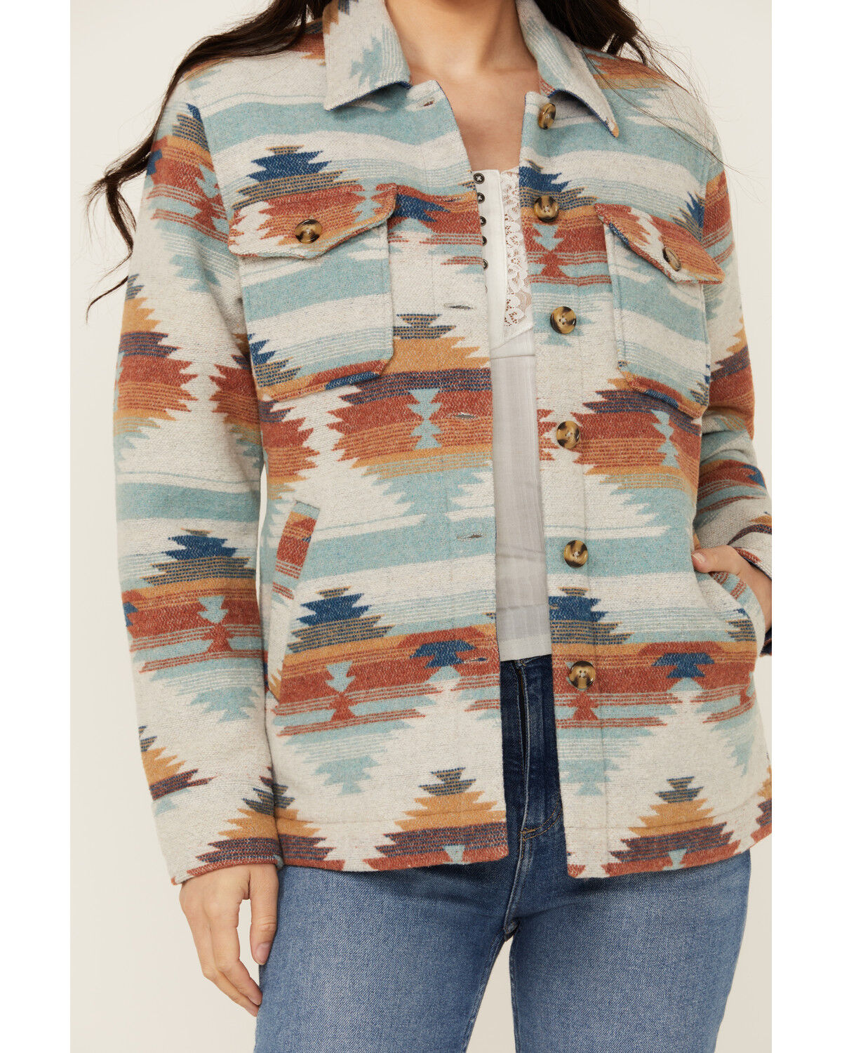 Image #4 - Idyllwind Women's Dusk Southwestern Print Shacket, Stone, hi-res