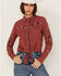 Image #1 - Shyanne Women's Embroidered Long Sleeve Tie Front Pearl Snap Shirt, Rust Copper, hi-res