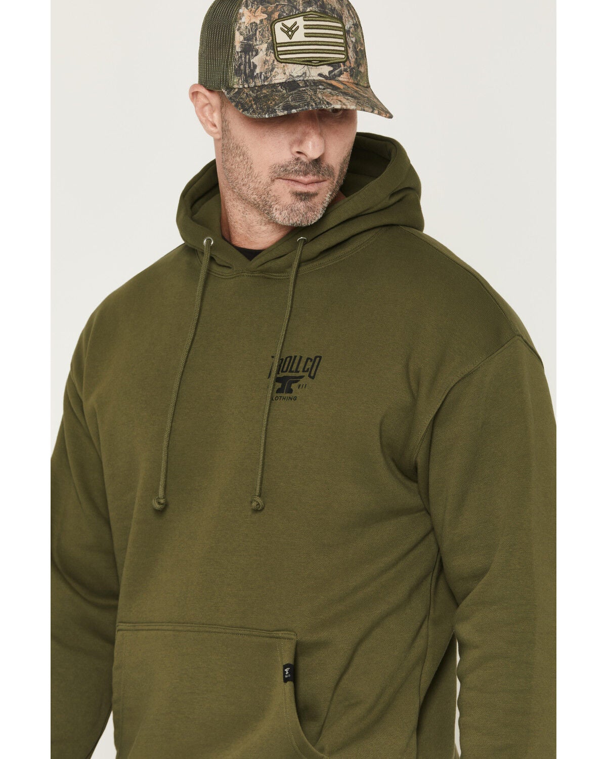 Image #3 - Troll Co Men's Pay Me Graphic Hooded Sweatshirt, Olive, hi-res