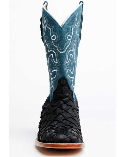Image #4 - Cody James Men's Pirarucu Soul Western Exotic Boot - Broad Square Toe , Blue, hi-res
