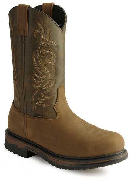 Laredo Men's Waterproof H2O Western Work Boots - Steel Toe, Tan Distressed, hi-res