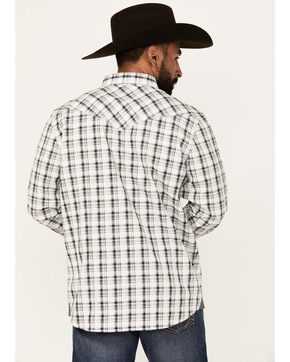 Image #4 - Moonshine Spirit&reg; Men's Traveler Plaid Print Long Sleeve Snap Western Shirt, White, hi-res