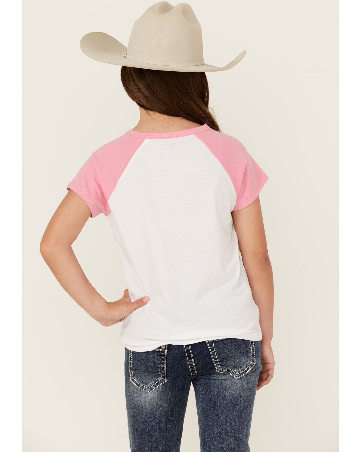 Image #4 - Rock & Roll Denim Girls' Yee Haw Short Sleeve Graphic Tee, Pink, hi-res