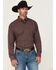 Image #1 - George Strait by Wrangler Men's Plaid Print Long Sleeve Button-Down Stretch Western Shirt - Big, Burgundy, hi-res