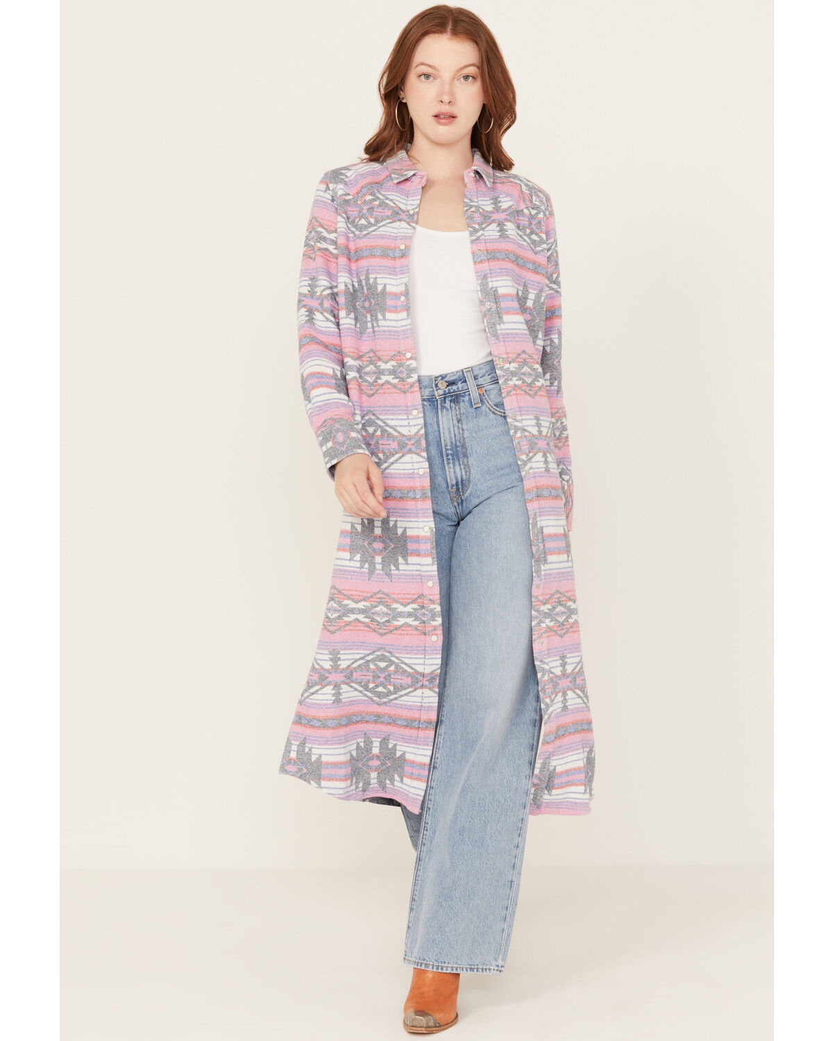 Image #1 - Wrangler Retro Women's Long Sleeve Snap Duster Shacket, Multi, hi-res