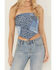Image #3 - Originality Women's Mix Print Mesh Bandana Tube Top, Blue, hi-res