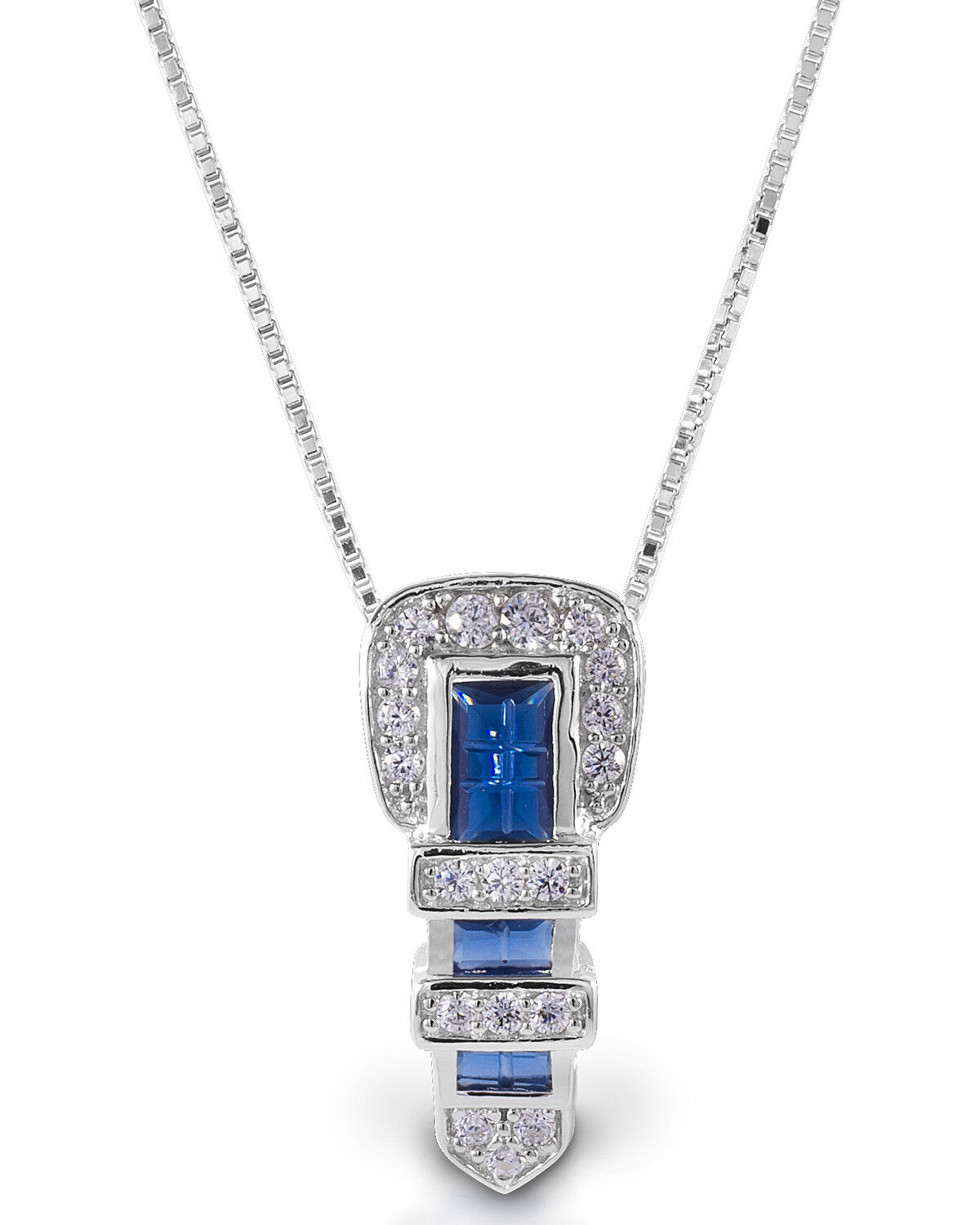 Image #1 - Kelly Herd Women's Blue Ranger Style Buckle Pendant Necklace, Silver, hi-res