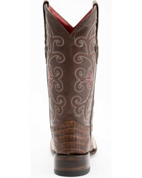 Image #4 - Ferrini Women's Rusty Caiman Print Western Boots - Broad Square Toe, Rust, hi-res