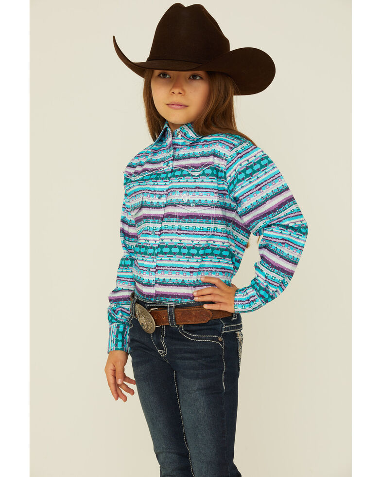 Cowboy Hardware Vintage Southwestern Long Sleeve Shirt, Teal, hi-res