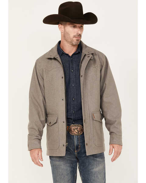 Cinch Men's Wool Solid Snap Jacket , Grey, hi-res