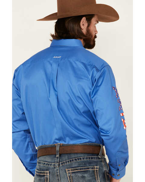 Ariat Men's Blue Team Logo Button Long Sleeve Western Shirt , Blue, hi-res