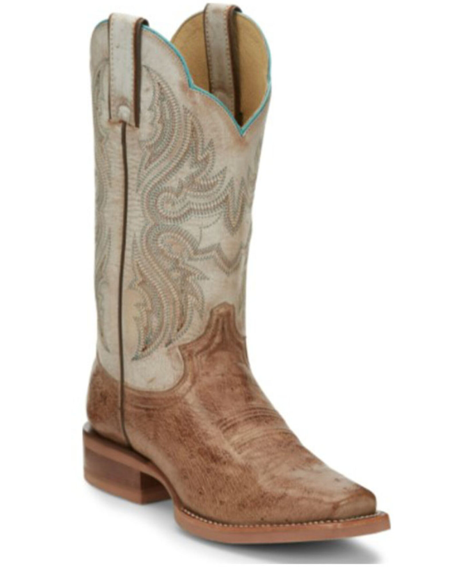 Justin Boots Women s Tan Smooth Ostrich Western Boots Square Toe