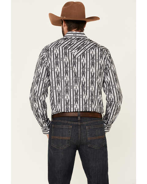 Image #4 - Rock & Roll Denim Men's Southwestern Striped Long Sleeve Snap Western Shirt , Black, hi-res