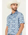 Image #2 - RANK 45® Men's Stock Southwestern Print Short Sleeve Polo, Light Blue, hi-res