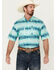 Image #1 - Ariat Men's VentTEK Classic Fit Southwestern Striped Short Sleeve Performance Shirt - Tall, Aqua, hi-res