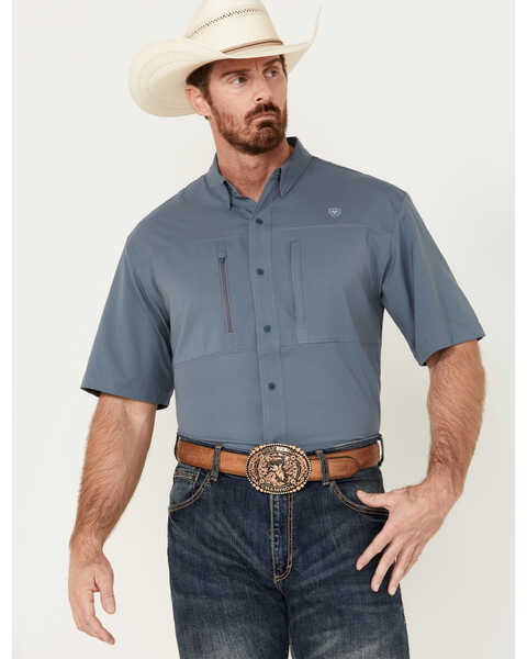 Image #1 - Ariat Men's VentTEK Classic Fit Solid Short Sleeve Performance Shirt - Tall , , hi-res