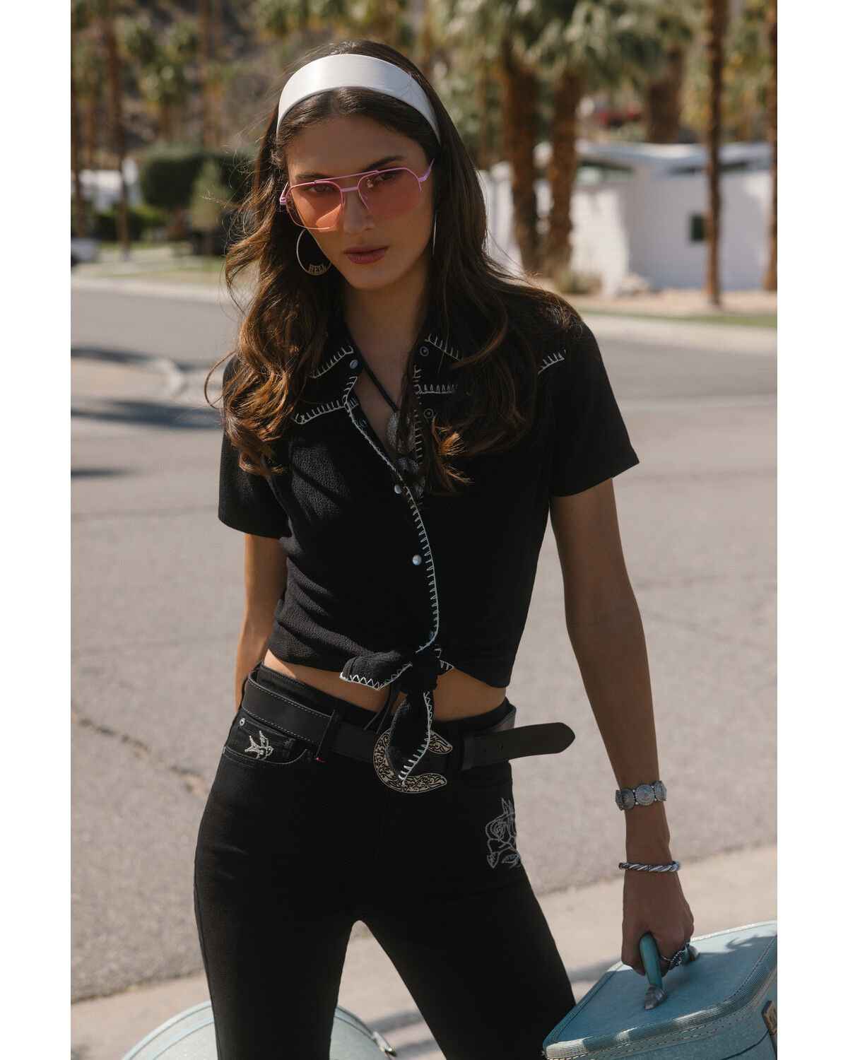 Image #1 - Idyllwind Women's Featherlight Short Sleeve Snap Shirt, Black, hi-res