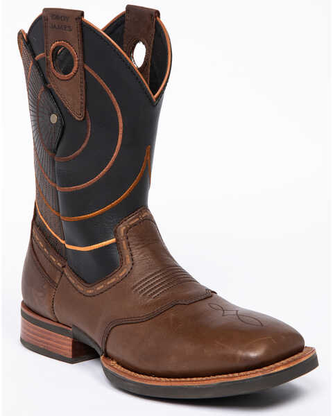 Cody James Men's Extreme Embroidery Western Performance Boots - Broad Square Toe, Brown, hi-res