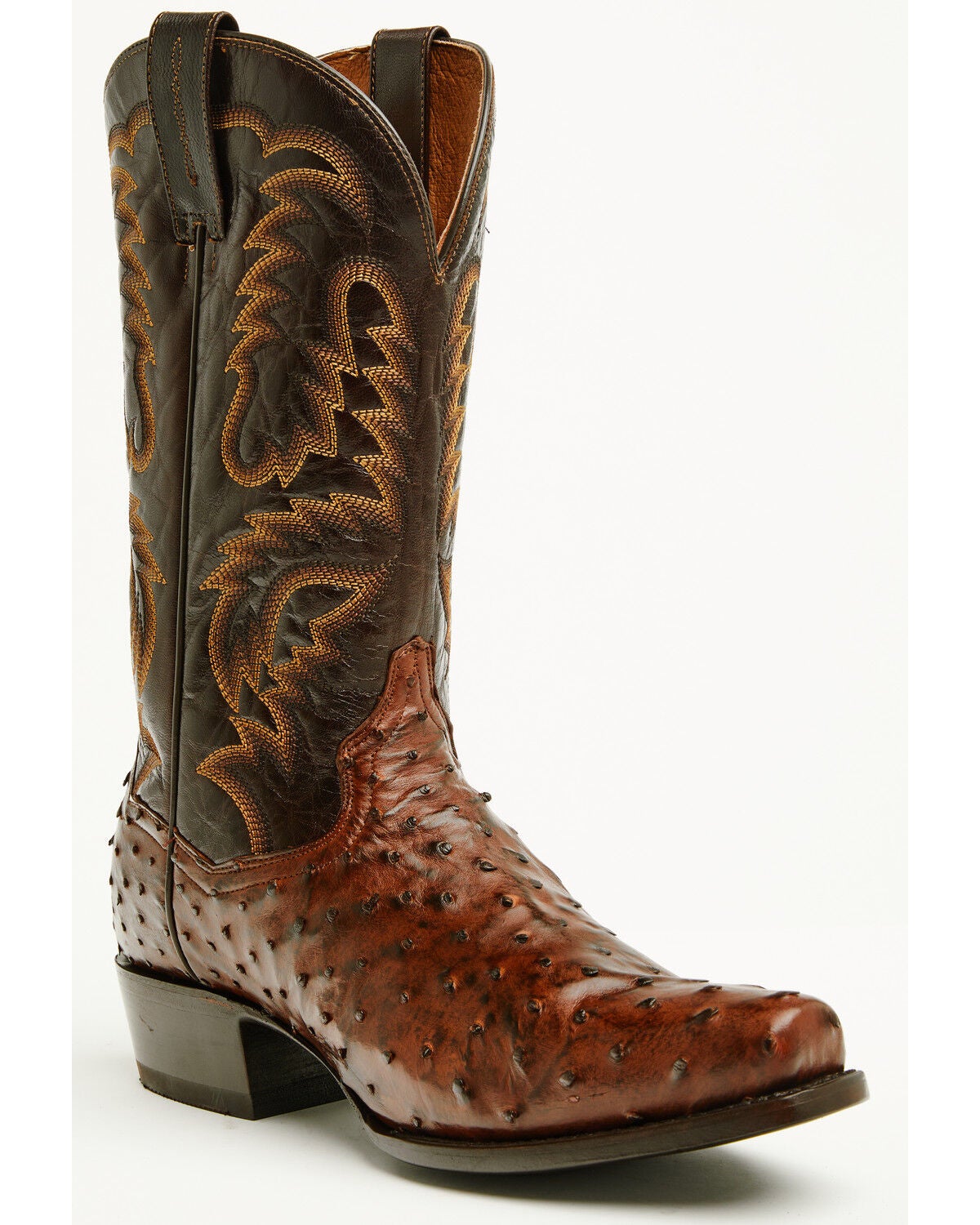 Image #1 - Dan Post Men's Marco Exotic Full Quill Ostrich Tall Western Boots - Square Toe, Brass, hi-res