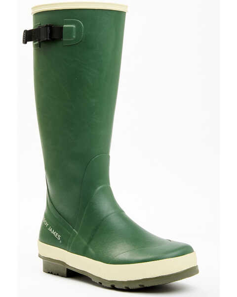 Image #1 - Cody James Men's 17" Rubber Waterproof Work Boots - Round Toe, Green, hi-res