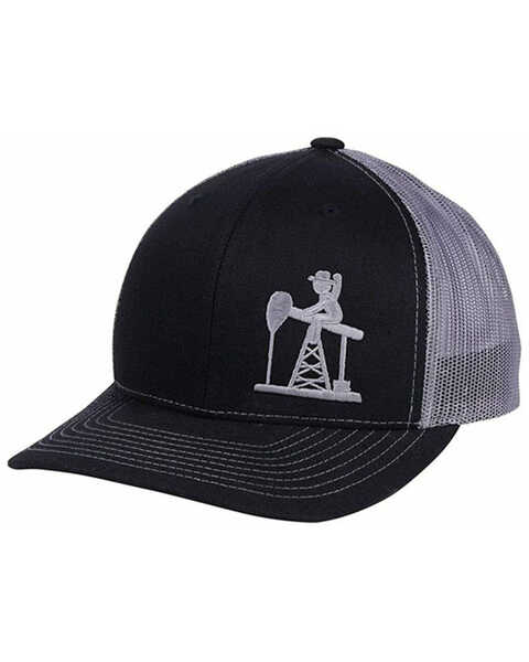 Oil Field Hats Men's Black & Charcoal PJ Cowboy Diesel Mesh-Back Trucker Cap , Black, hi-res
