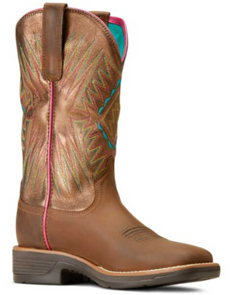 Ariat Women's Ridgeback Distressed Western Boots - Broad Square Toe , Brown, hi-res