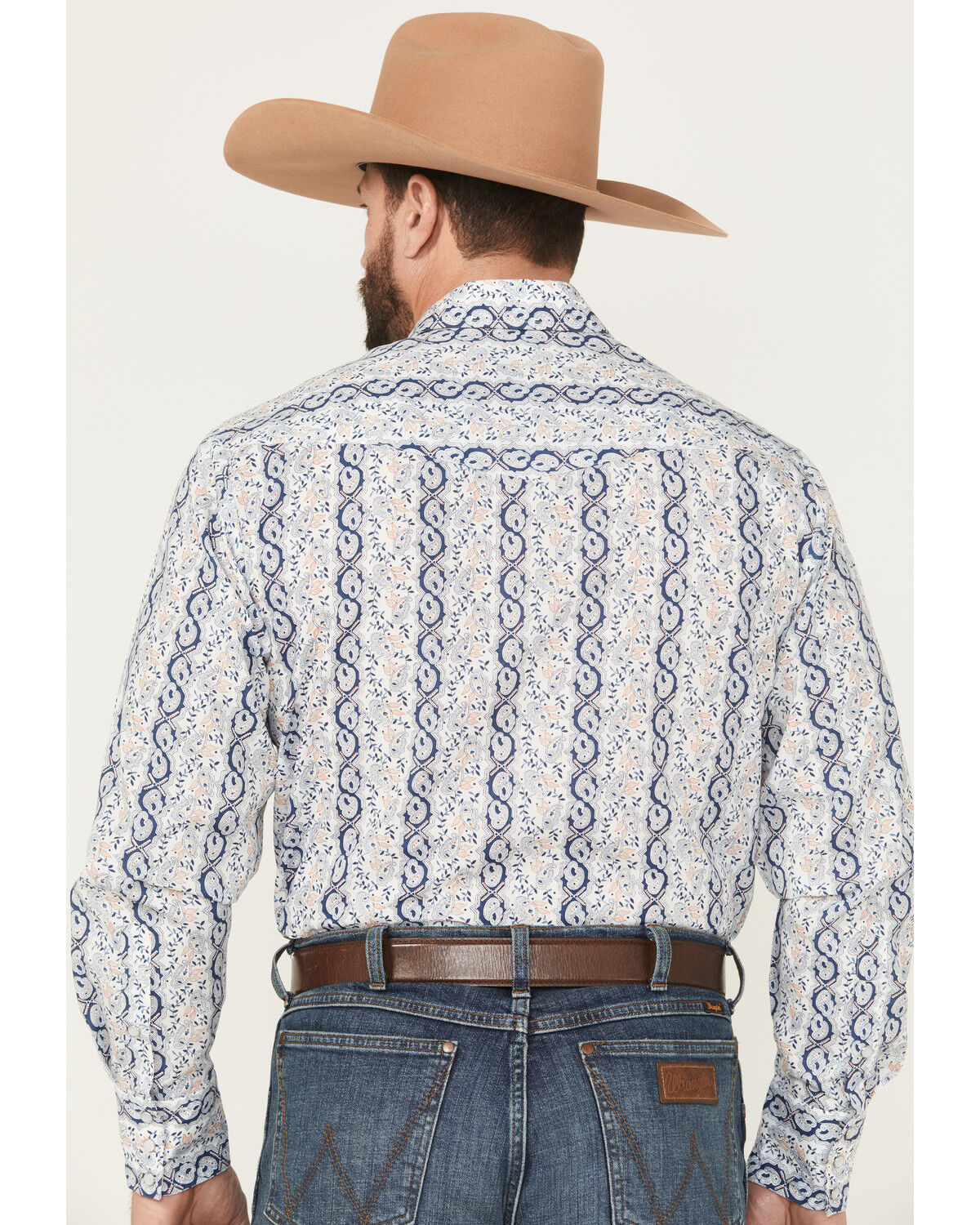 Image #4 - Roper Men's Wallpaper Floral Print Short Sleeve Snap Stretch Western Shirt, Blue, hi-res