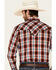Ely Walker Men's Red Vintage Plaid Piped Yoke Long Sleeve Snap Western Shirt , Red, hi-res