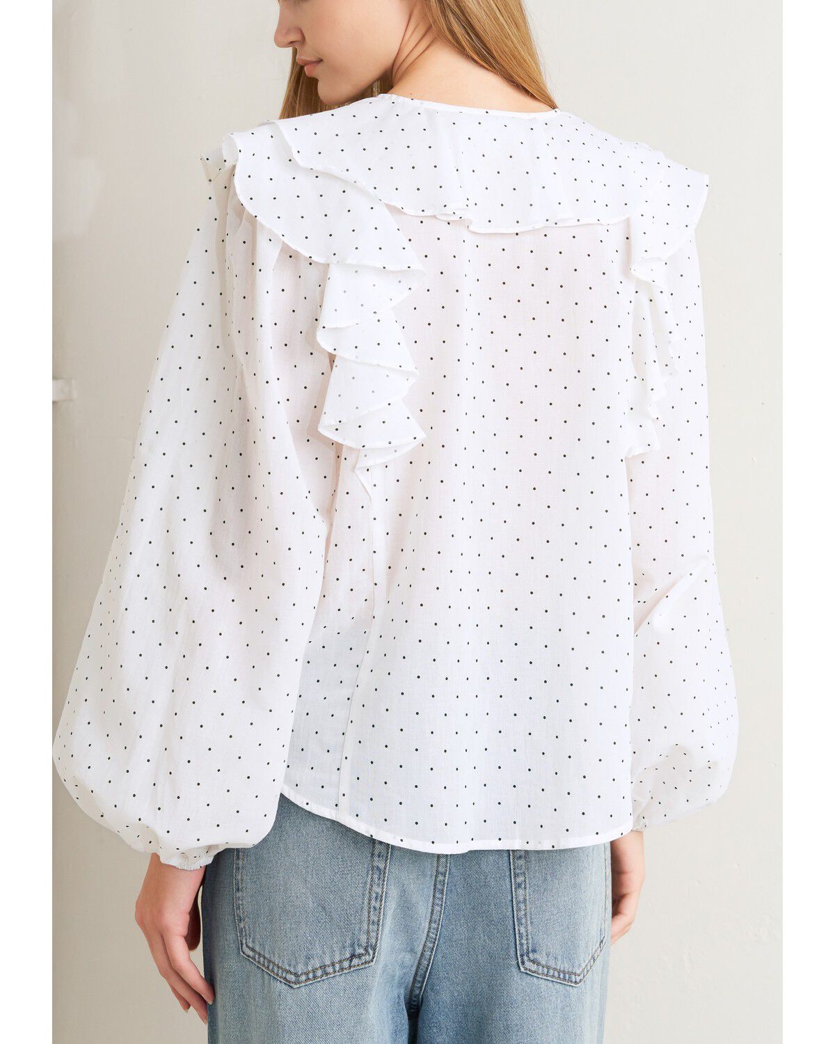 Image #3 - Flying Tomato Women's Made of Dreams Polka Dot Woven Top, White, hi-res