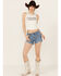 Image #1 - Wrangler Women's Off Shore Medium Wash High Rise Reworked Cut Off Denim Shorts, Medium Wash, hi-res