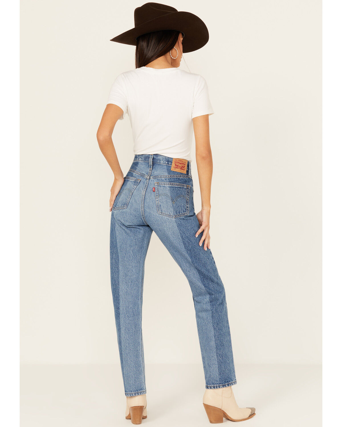 Image #1 - Levi's Women's Medium Wash Laser Craft High Rise Two Toned 501 Straight Jeans, Medium Wash, hi-res