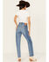 Image #1 - Levi's Women's Medium Wash Laser Craft High Rise Two Toned 501 Straight Jeans, Medium Wash, hi-res
