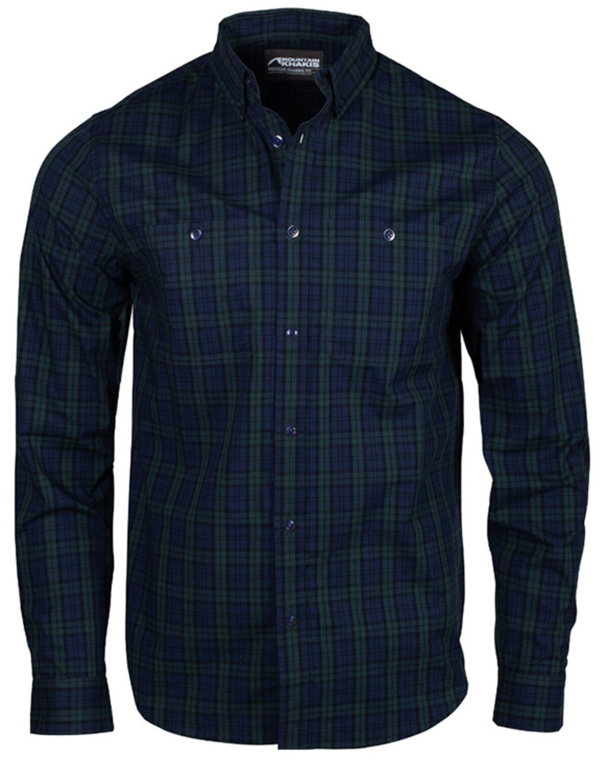 Image #1 - Mountain Khakis Men's Alden Plaid Print Long Sleeve Button-Down Flannel Shirt, Navy, hi-res