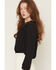 Image #2 - Idyllwind Women's Wren Lace Trim Long Sleeve Georgette Top, Black, hi-res