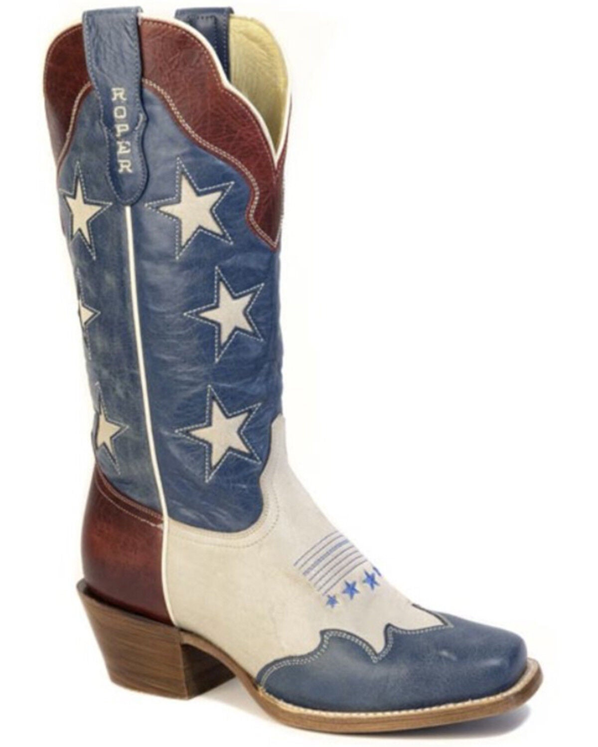 Image #1 - Roper Women's 250 USA Tall Western Boots - Square Toe, White, hi-res