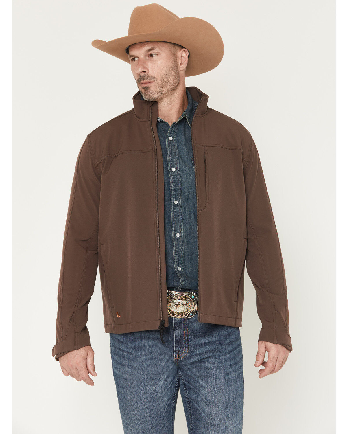 Image #2 - Cody James Men's Logo Softshell Jacket, Dark Brown, hi-res