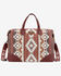 Image #1 - Wrangler Women's Sherpa Southwestern Print Canvas Duffle Bag, Burgundy, hi-res
