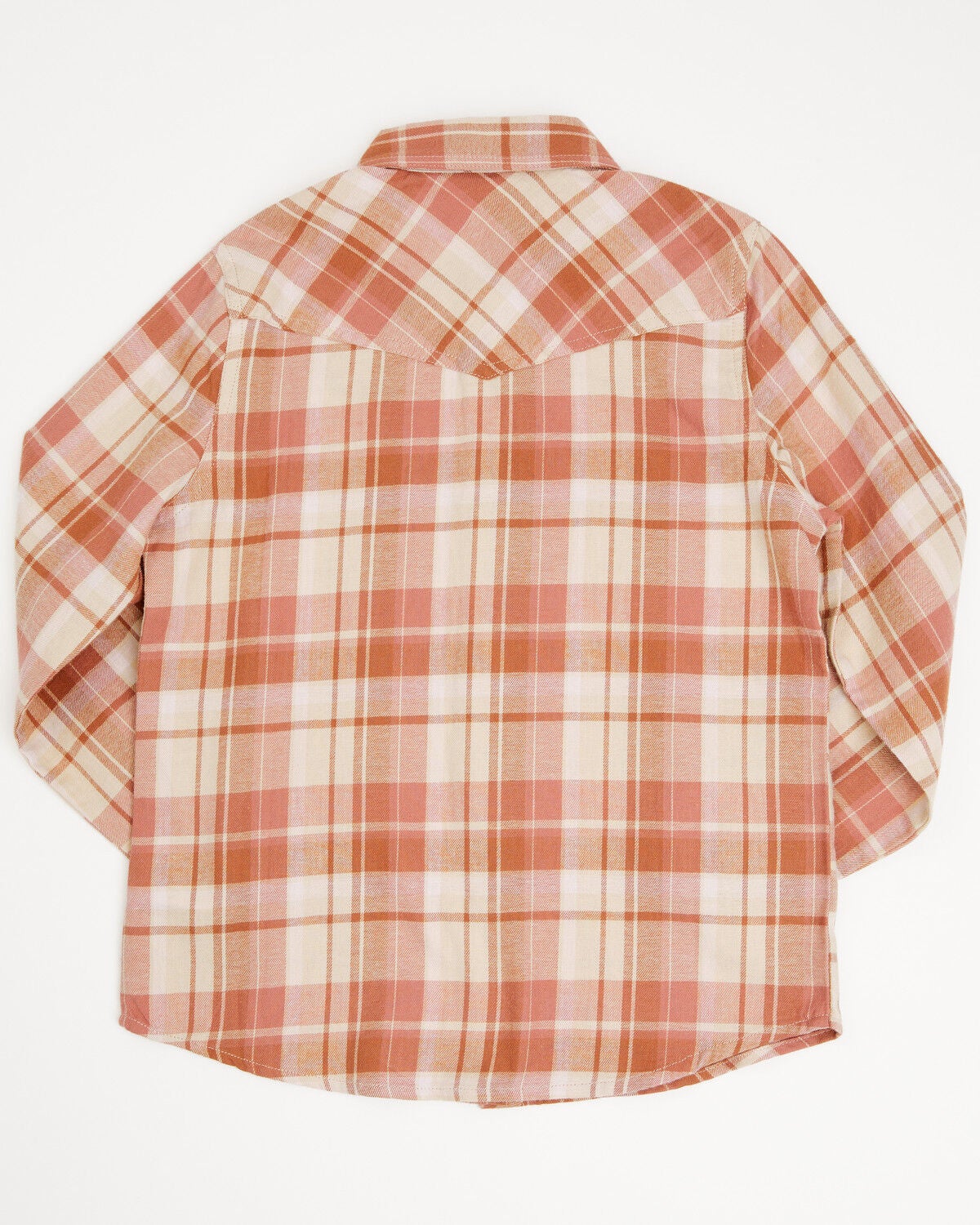 Image #3 - Shyanne Girls' Blair Plaid Print Embroidered Long Sleeve Snap Flannel Shirt, Rose, hi-res