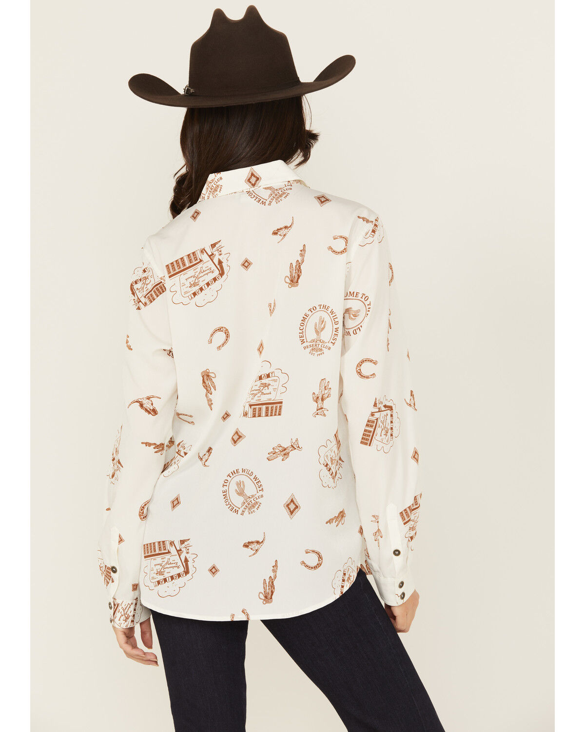 Image #4 - Ariat Women's Homestyle Conversation Print Long Sleeve Button-Down Shirt, Cream, hi-res