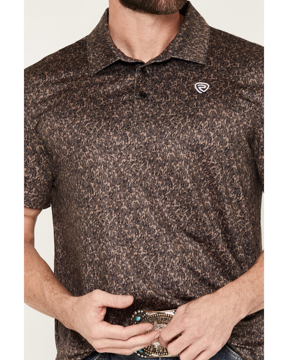 Image #3 - Rock & Roll Denim Men's Camo Print Short Sleeve Button-Down Stretch Polo Shirt, Camouflage, hi-res