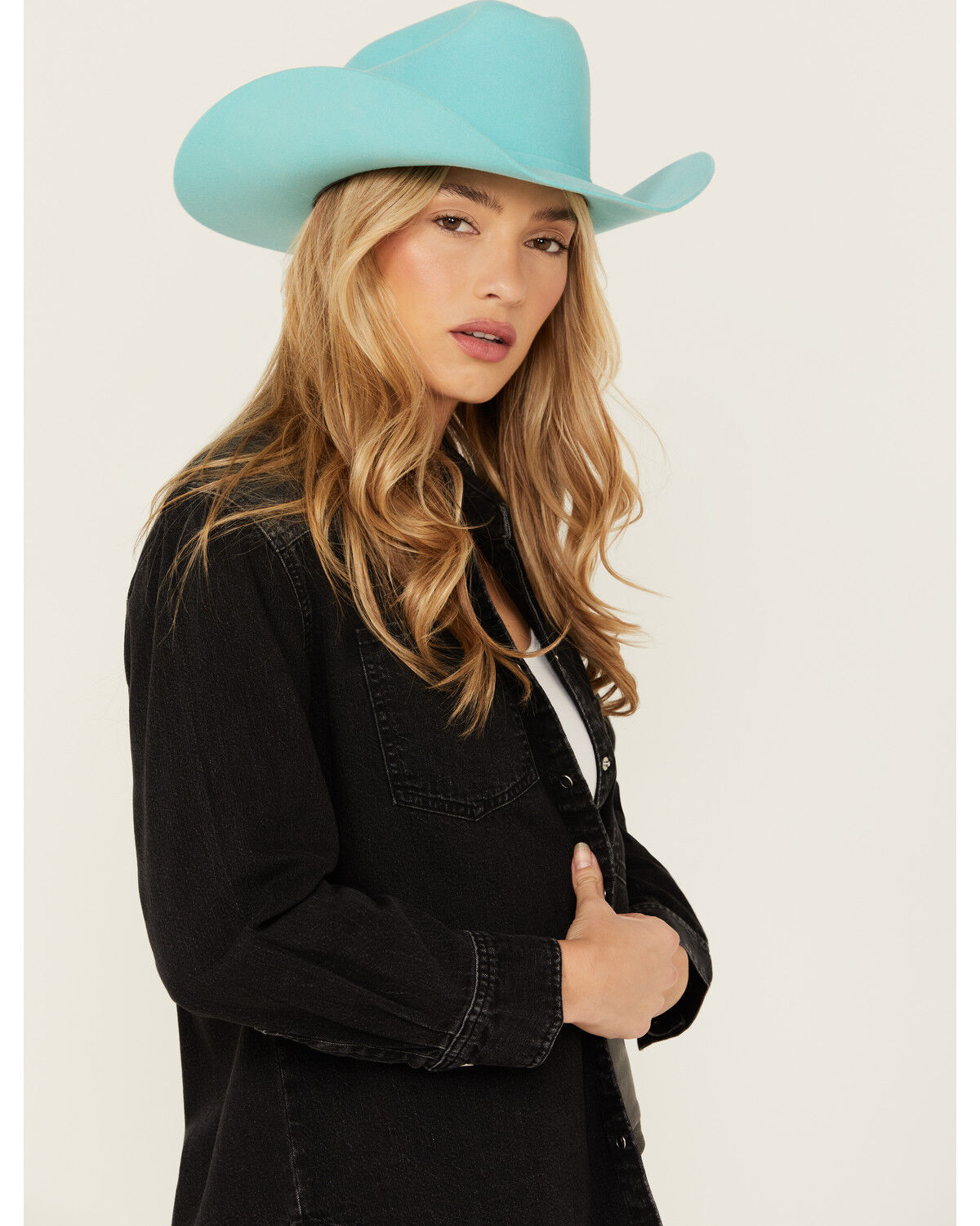 Image #2 - Levi's Women's Teodora Western Denim Studded Shirt, Black, hi-res