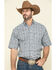 Tuf Cooper Men's Competition White Stretch Paisley Print Short Sleeve Western Shirt , Blue, hi-res