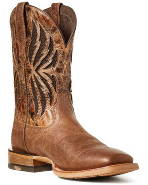 Image #1 - Ariat Men's Arena Record Western Performance Boots - Broad Square Toe, Brown, hi-res