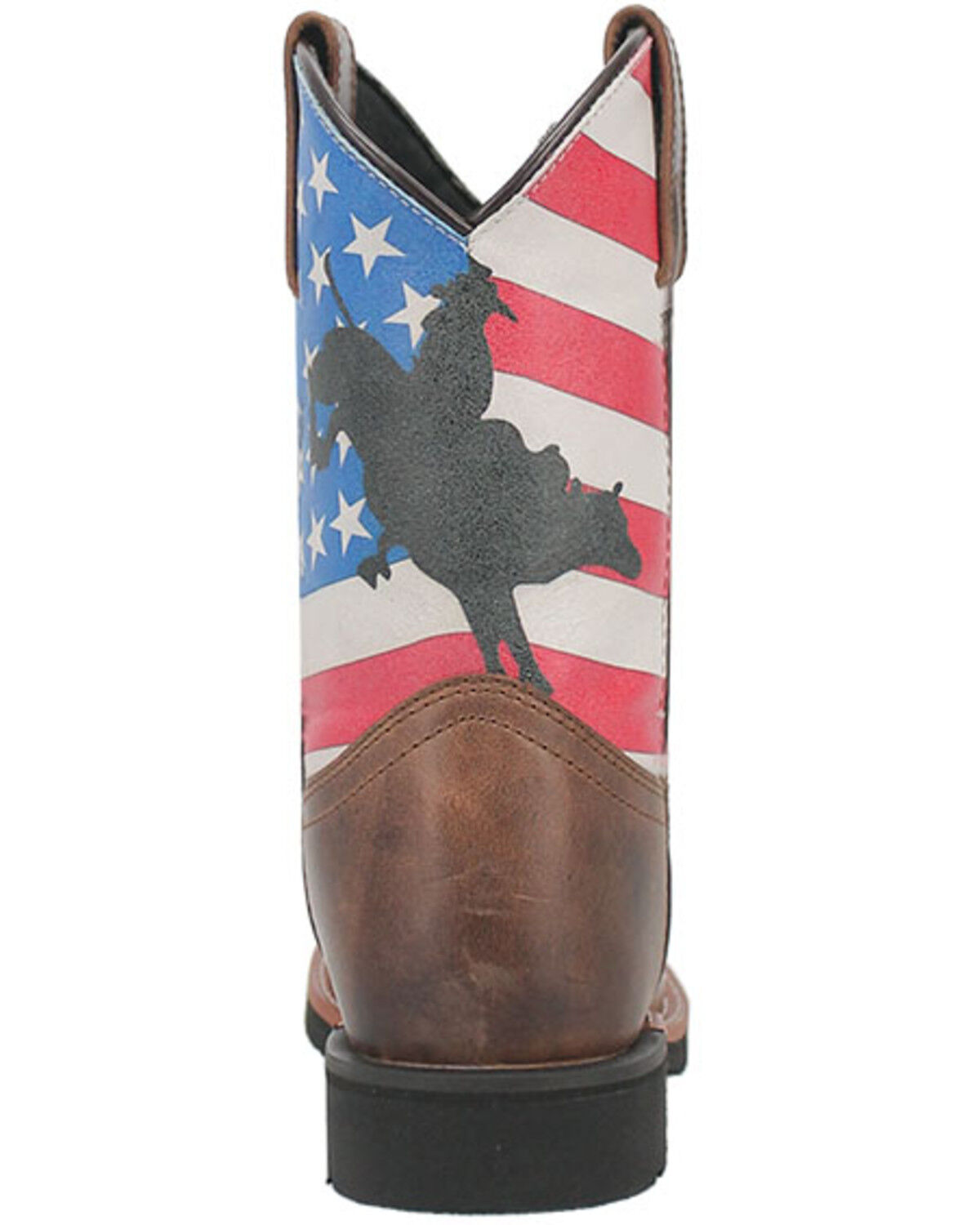 Image #5 - Dan Post Boys' Buckin' Around In The Buck Patriotic Western Boots - Broad Square Toe, Brown, hi-res
