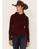 RANK 45 Women's Technical Waffle Knit Hooded Top, Burgundy, hi-res
