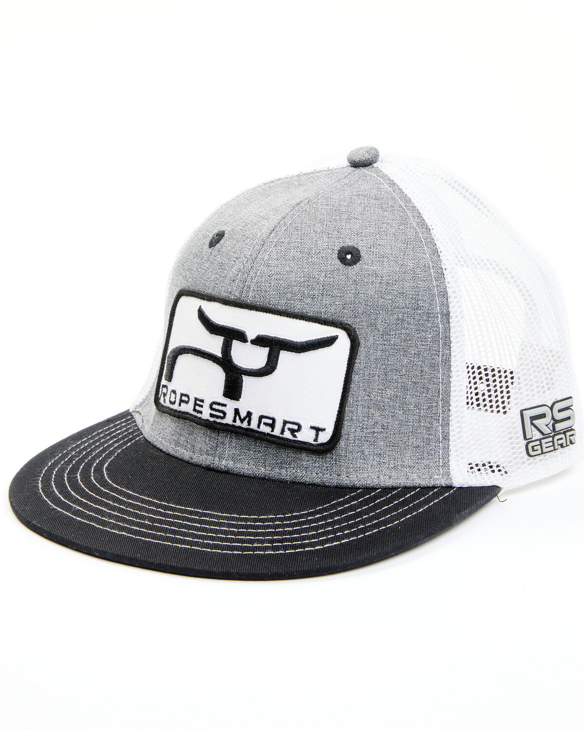 Image #1 - RopeSmart Men's Steerhead Patch Mesh-Back Trucker Cap, Grey, hi-res