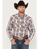 Image #1 - Cowboy Hardware Men's Hombre Plaid Print Long Sleeve Pearl Snap Western Shirt, Grey, hi-res