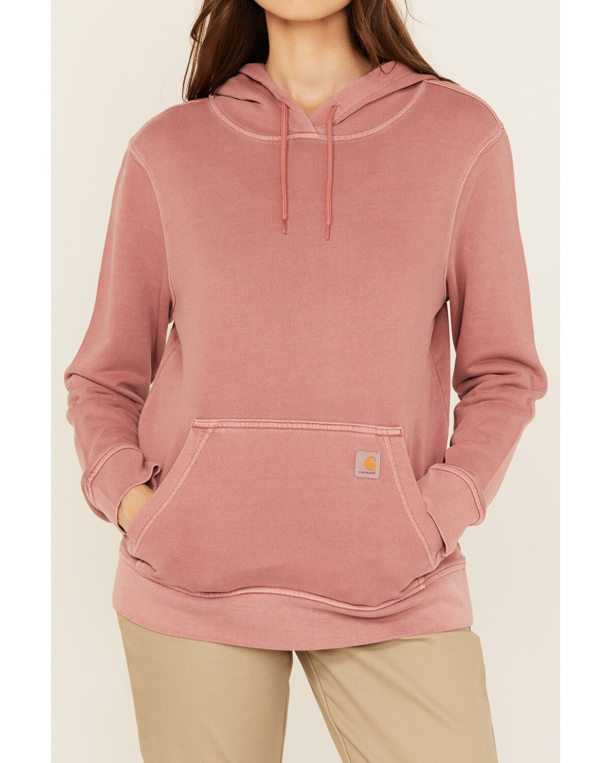 Image #3 - Carhartt Women's Relaxed Fit Midweight French Terry Hoodie, Maroon, hi-res